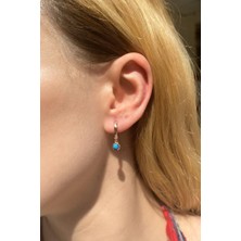 Spossy Silver Jewelry Minimal Yuvarlak Taşlı Küpe