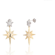 Spossy Silver Jewelry Taşlı Kutup Yıldız Küpe