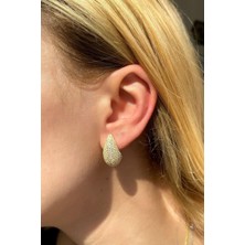 Spossy Silver Jewelry Büyük Boy Taşlı Damla Küpe