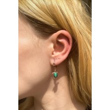 Spossy Silver Jewelry Malakit Taşlı Kaplumbağa Küpe