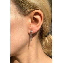 Spossy Silver Jewelry Opal Taşlı, Sallantılı Küpe