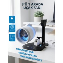 Tcherchi 3’ü 1 Arada Uçak Fanı – Kablosuz Şarj, Hava Nemlendirici, USB Mini Soğutucu Fan