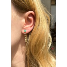 Spossy Silver Jewelry Tekli, Damla  Paraiba Taşlı Sallantılı Küpe