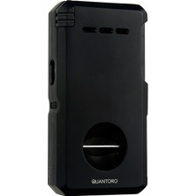 Quantoro Çift Torch Pürmüz V-Cut/delicili/iğneli Siyah Metal Puro Çakmağı