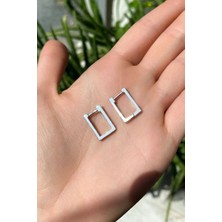 Spossy Silver Jewelry Dikdörtgen Küpe