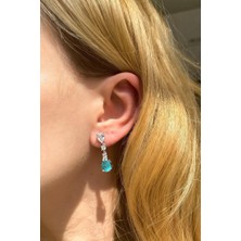 Spossy Silver Jewelry Paraiba Taşlı Sallantılı Damla Küpe