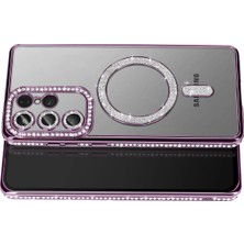 Gray Line Gry  Samsung Galaxy S26 Ultra Joke Simli Magneticsafe Kılıf - Derin Mor Nel1