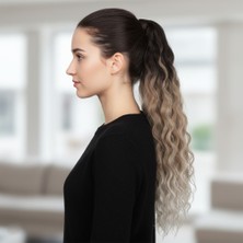 Lastik Tokalı At Kuyruğu Kabarık Afro Dalgalı / Kahverengi / Kumral Ombre Beyaz Platin Röf