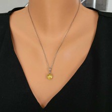 Nusret Takı 925 Ayar Gümüş Oval Büyük Boy Sarı Sitrin Taşlı Kolye