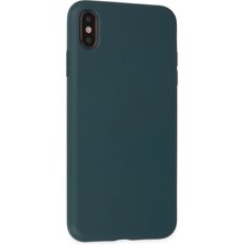 Gray Line Gry  iPhone Xs Max Kılıf Nano Içi Kadife Silikon - Koyu Yeşil Nel1