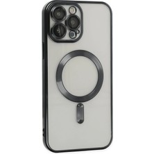 Gray Line Gry  iPhone 13 Pro Max Kılıf Kross Magneticsafe Kapak - Siyah Nel1