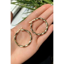 Spossy Silver Jewelry 3,5 cm Burgu Halka Küpe