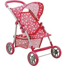 Gray Line Gry 0664 Puantiye Desenli, 4 Tekerlekli ve Tenteli Oyuncak Puset - Nessiworldman Nel1