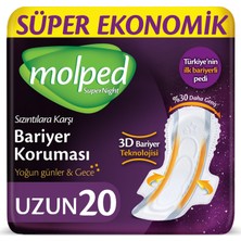 Molped Supernight Uzun Süper 20 Adet Hijyenik Ped Gün Boyu Konfor ve Sızıntı Önleyici Teknoloji