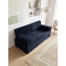 Bakırözü Home Premium Fitilli Kadife Kumaş, Konforlu Yer Kanepesi ,modüler Koltuk Takımı - Lacivert