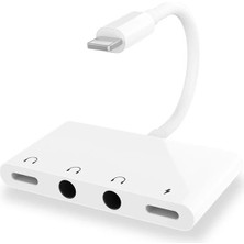 Najmaddin.com Ally Iphone 14-13-12-11 4in1 Otg Ses Adaptörü Çift Dc 3.5mm JACK-(5775)