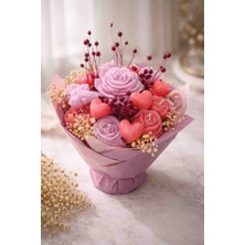 Bead El Yapımı Mum Çiçek Aranjmanı | Pembe & Mor Dekoratif Kokulu Mum Buketi | Özel Gün Hediyesi