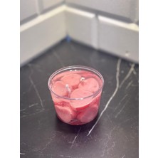 El Yapımı Romantik Pembe Kalp Jel Mum – Mika Kapta Dekoratif Kokusuz Hediyelik Mum