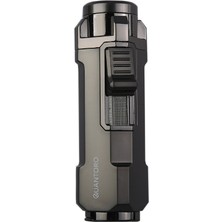Quantoro Üç Torch Pürmüz Delicili Gunmetal Metal Puro Çakmağı