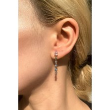 Spossy Silver Jewelry Tekli, Renkli Taşlı Sallantılı Küpe