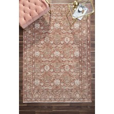 Venucci Home & Living Frezia Floral Bambu Polyester Oturma Odası Salon Mutfak Halısı Eskitme Çiçekli Vintage Halı