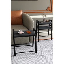 Barin Design 3'lü Iç Içe Geçmeli Dikdörtgen Zigon Sehpa, Salon Sehpası, Kahve Sehpası
