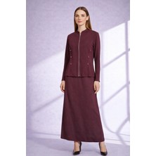 Nurcan Çetin 26452 Düğme Detaylı Önden Fermurlı Ceket Etek Takım