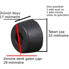 X-Perk Masa Sandalye Koltuk Kanepe Kitaplık Ünite Ayak Yükseltici Plastik  Ayak Boy 17 Milim Çap 33 Milim
