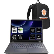 Lenovo Thinkpad P16 Gen 2 Intel Core I9 13980HX 80GB 4tb SSD RTX2000A/8GB 16" Qhd+ 500NITS 165Hz Fdos Taşınabilir Iş Istasyonu & Per4 Çanta 21FA0003TXP347