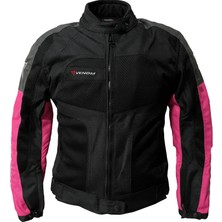 Venom Motosiklet Kadın Mont 4 Mevsim Dynamic Black-Pink Motorcu Montu