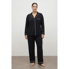 Myline Kontrast Biyeli Penye Pijama Takımı