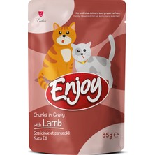 Enjoy Kuzu Etli Kedi Pouch Yaş Mama 85GR x 22 Adet