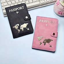 Pasaport Kılıfı Harita Desenli-Tokalı Çift 2 Li