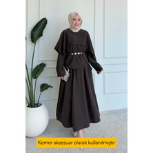 Balenbi Pelerin Detaylı Kemerli Tesettür Kadın Etekli Takım 1202 – Form Serisi