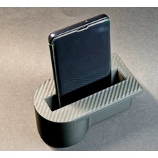 Evrensel Araç Bardaklık Içi Telefon Tutucu ve Organizer - Karbon Desenli Konsol Düzenleyici Cep