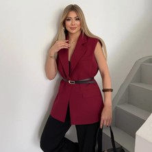 Piwow Kadın Kemerli Vatkalı Zarif Oversize Yelek