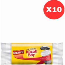 Koroplast Küçük Boy Çöp Poşeti 30'lu 40X50 Cm, Sızdırmaz, Yırtılmaz Güçlü ve Ekonomik Çöp Torbası X10