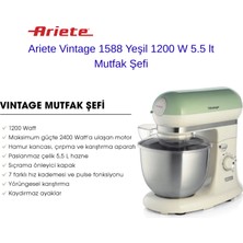 Ariete Vintage - Stand Mikser, Hamur Yoğurma Makinesi, 1200 Watt, 2400 Watt Kilitli Motor, 5,5 Litre Paslanmaz Çelik Hazne,mutfak Şefi  + Dijital Hassas Mutfak Tartısı Hediye