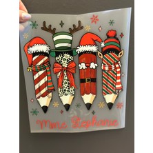 Gönülden Tasarım Ütü Ile Yapışan Noel Kalemleri Transfer Baskı Arma 24X20 cm
