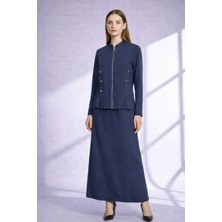 Nurcan Çetin 26452 Düğme Detaylı Önden Fermurlı Ceket Etek Takım