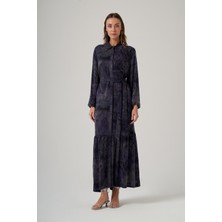 Nuss 2038 Ipek Qupra Ebruli Desen Elbise