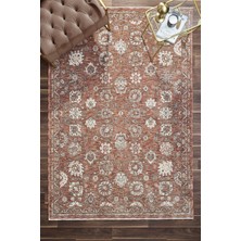 Venucci Home & Living Frezia Floral Bambu Polyester Oturma Odası Salon Mutfak Halısı Eskitme Çiçekli Vintage Halı