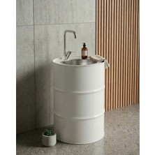 Acar Metal Metal Varil Çeşme Beyaz