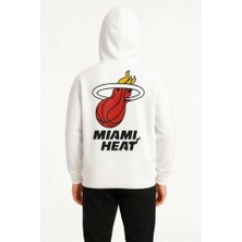 Nnstartshopping  Üç Iplik Kapüşonlu Ön ve Arka Baskılı Sweatshirt Hoodie - Beyaz