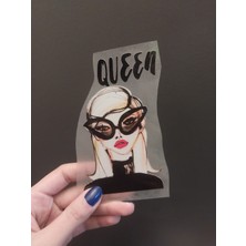 Gönülden Tasarım Ütü Ile Yapışan Queen Yazılı Transsfer Baskı Kız Arma 11X7 cm