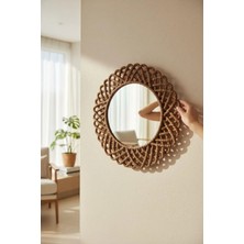 Home İnn Tekstil Home İnn Hasır Görünümlü Dekoratif Duvar Aynası 33 cm – Rustik & Bohem Ev Dekorasyon Aksesuarı