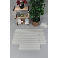 Sere Serpe Modern Bubble Yıkanabilir Kaymaz Peluş Banyo Paspası Halısı 2'li Klozet Takımı 60X100-50X60 Krem