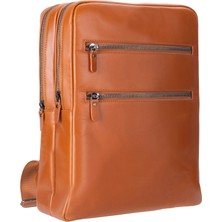 BloominBag Atelıer Classic Tan Hakiki Deri Laptop Sırt Çantası – 16” Uyumlu