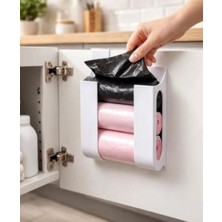 Misterionstudio Yapışkanlı Çöp Poşeti Organizer | Dolap Içi Pratik Askılık | Mutfak Düzenleyici Beyaz