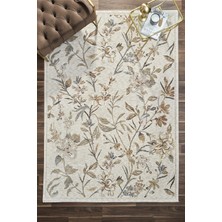 Venucci Home & Living Frezia Floral Bambu Polyester Oturma Odası Salon Mutfak Halısı Eskitme Çiçekli Vintage Halı
